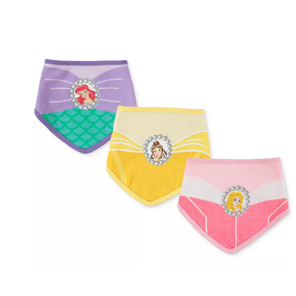 Disney Princess Bandana Bibs, Pack of 3 0-12 month NWT - Picture 2 of 2